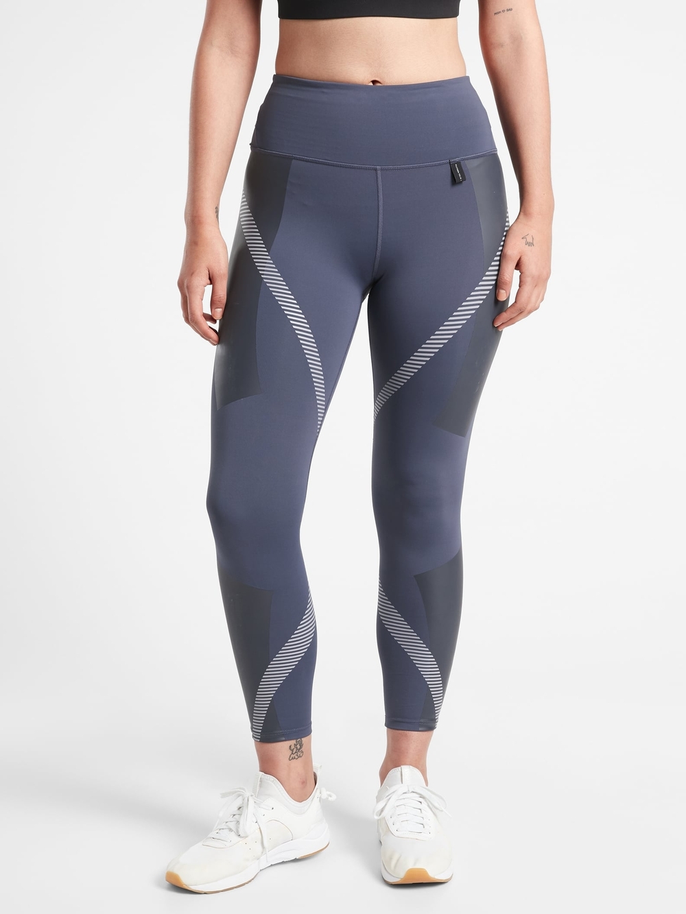 Athleta Slate Blue High-Rise Performance Leggings with Contrast Panels